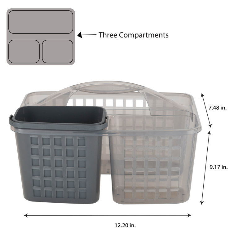 Plastic Shower Caddy Basket with Compartments, Portable Cleaning