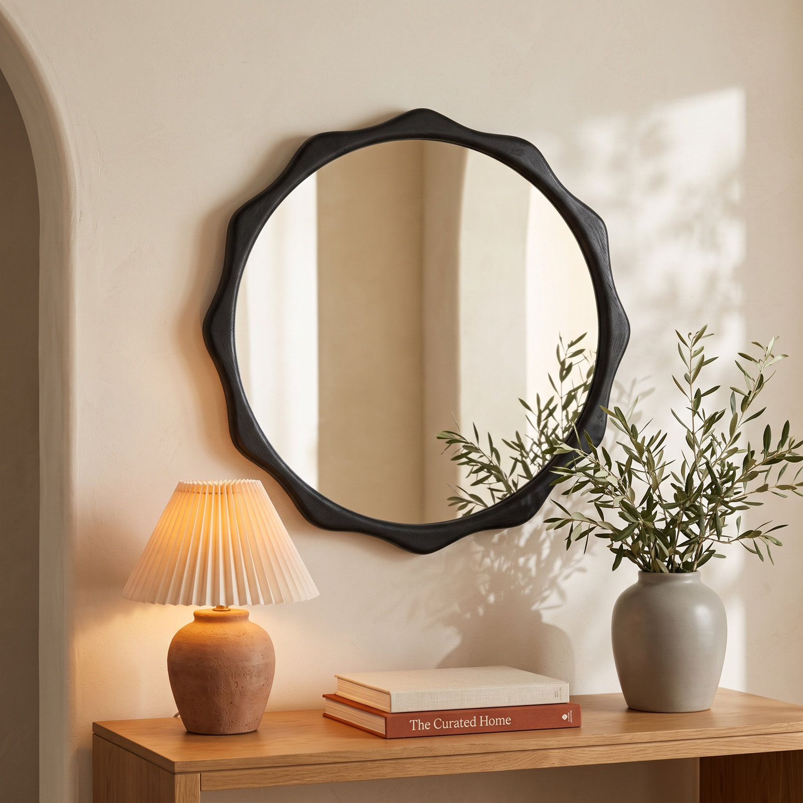 Eastham Solid Wood Accent Wall Mirror, Black