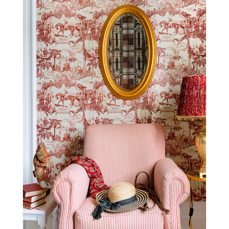 The Derby Wallpaper, Red/Taupe
