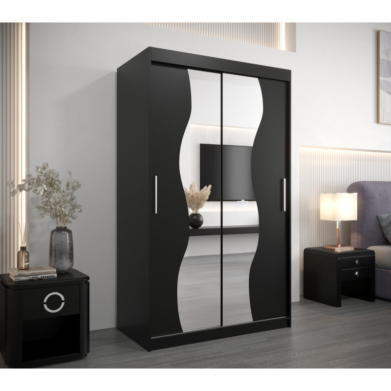 Birecree 2 Door Wardrobe, 200Cm H x 120Cm W x 62Cm D, Black Matt