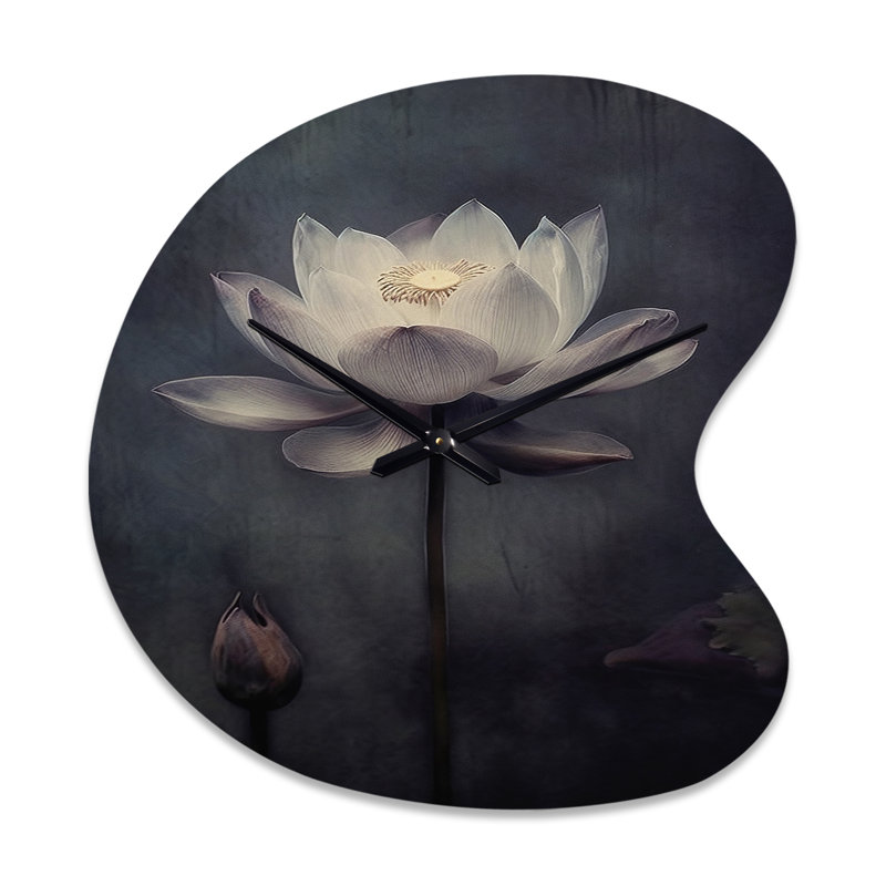 Horloge murale gris asymétrique Lotus, Grand