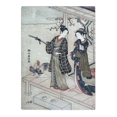 Tempered Glass Gentleman Taking Leave of His Lady by Harunobu Suzuki Chopping Board