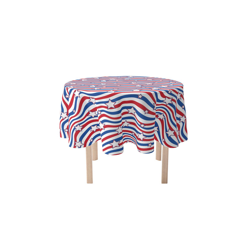 Anso American Stars Stripes Round Tablecloth, 84" x 84"