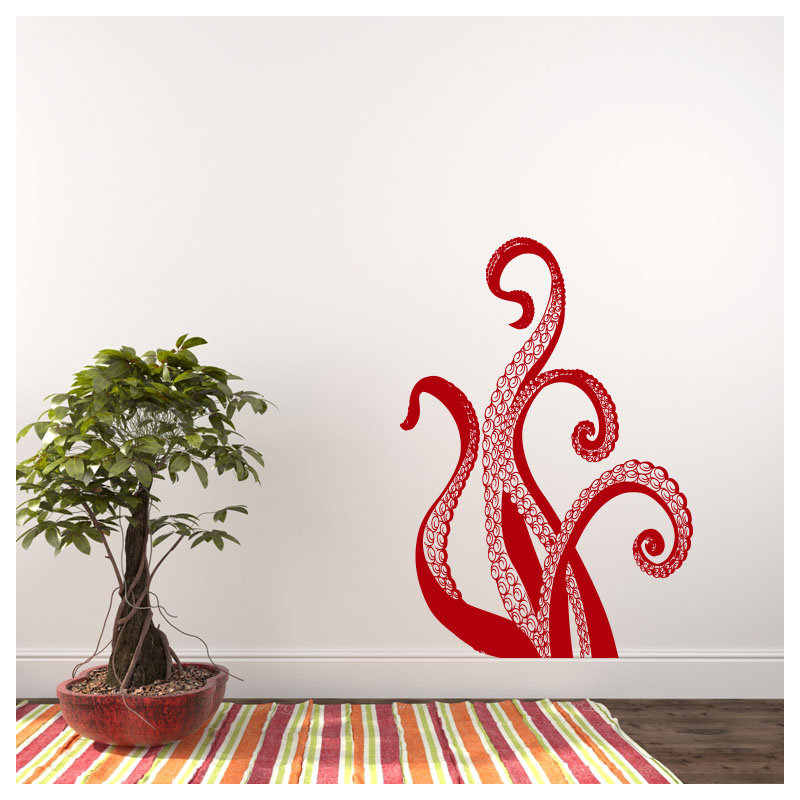 Adhésif décoratif pieuvre, Rouge