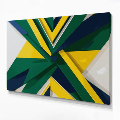 «Geometric Abstraction 7», art mural sur toile verte