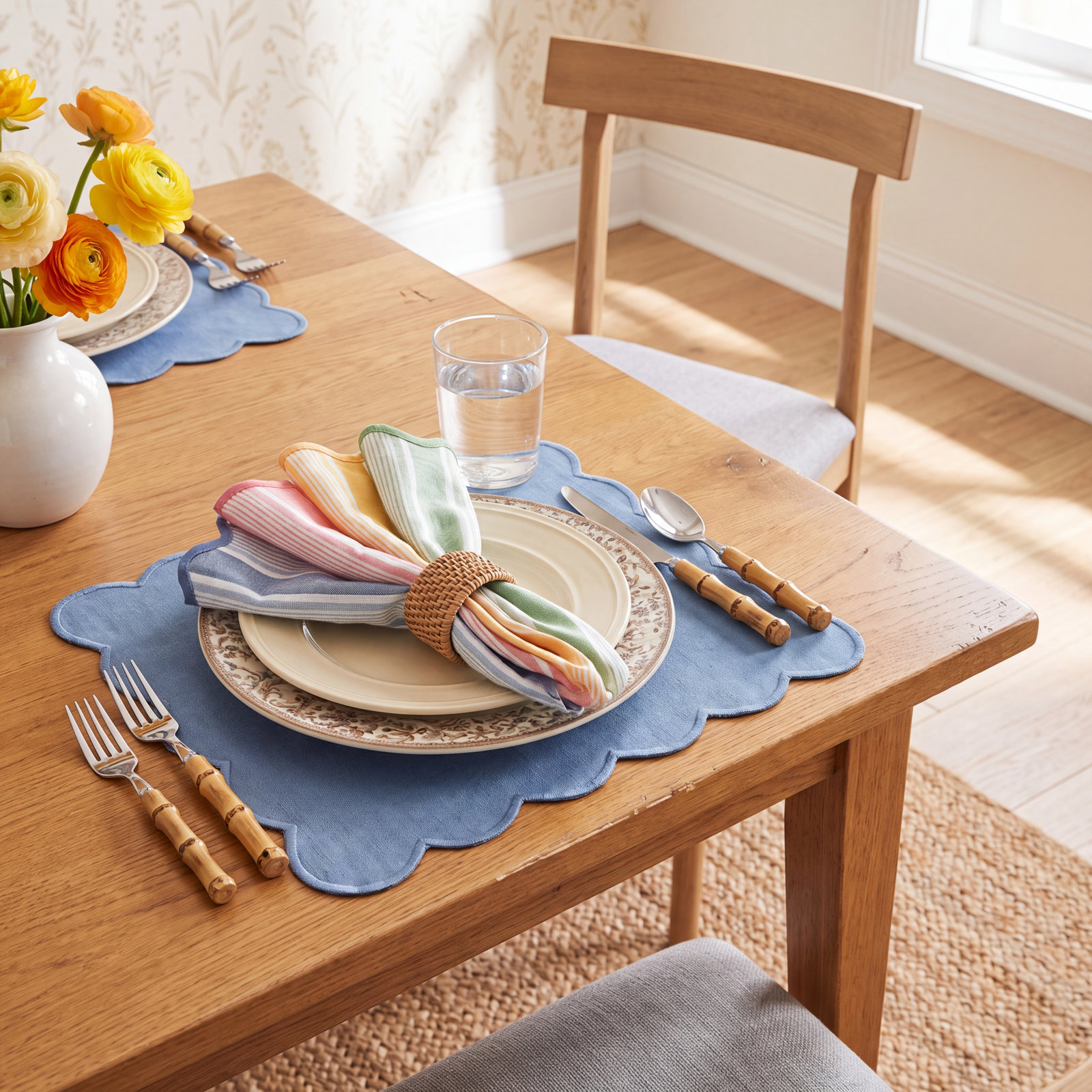 Cabana Stripe Napkin, Sunshine/Ocean/Seagrass/Coral