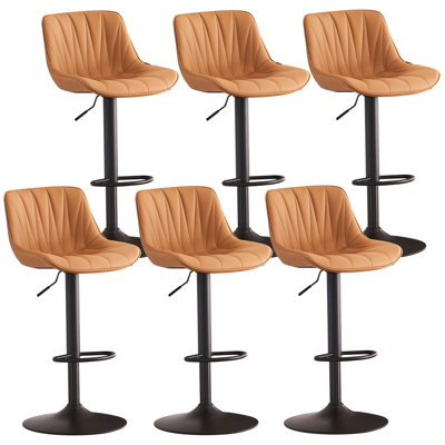 Modern Height Adjustable Swivel Bar Stools Upholstered Leather Barstool Kitchen Island Chairs With Metal Frame