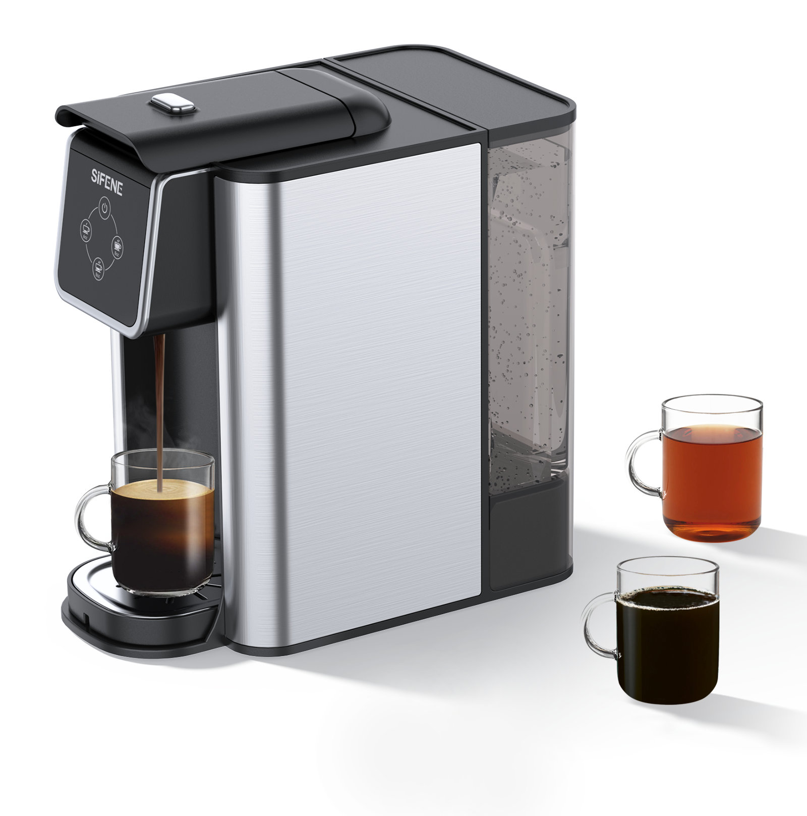 Versatile 3-in-1 Sifene Coffee Machine - K-Cup, Ground Coffee & Tea Brewer  with 50oz Reservoir