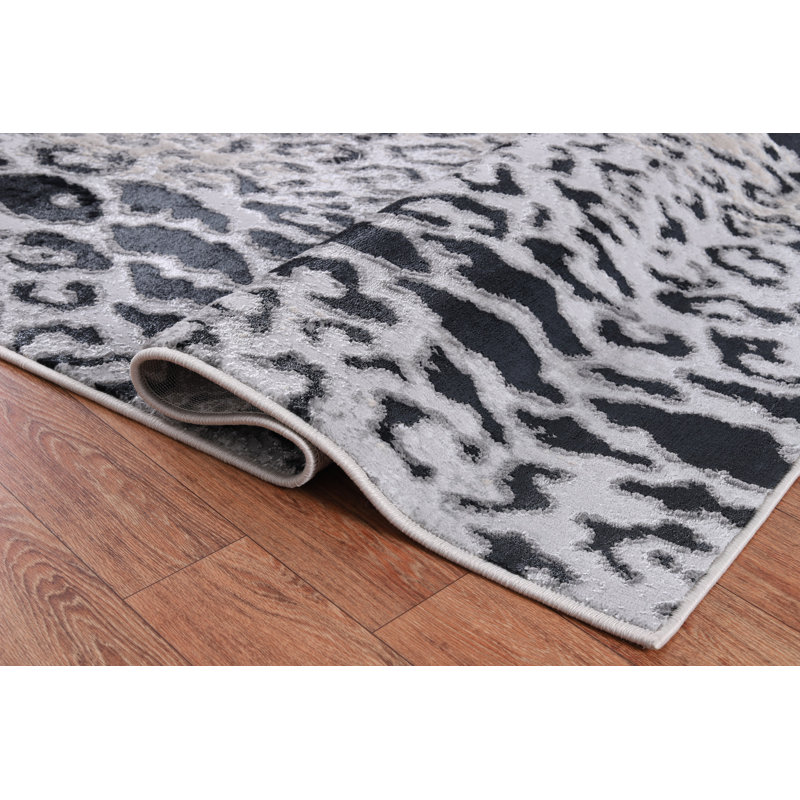 Parkwoods Collection Abstract Animal Print Neutral Area Rug, Rectangle 7'8" x 10'9"