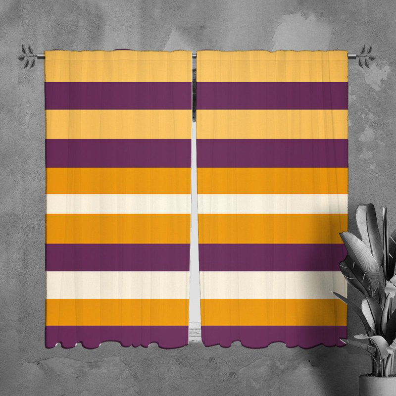 Motif de rideaux de fenêtre horizontaux drapés dorés doré / blanc, Largeur (40 po) x longueur (82 po)