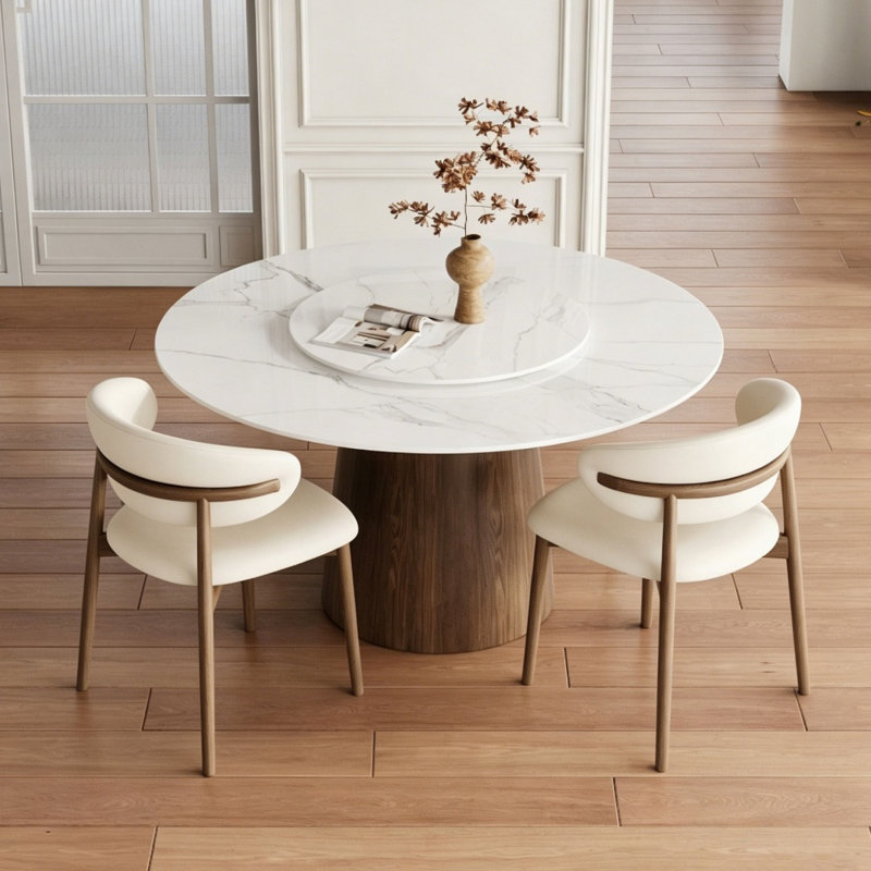 Ensemble de table de salle à manger 4/6/8 personnes, 29.52" H x 47.24" W x 47.24" D, 3 Pieces: Table, 2 Chairs, Snow