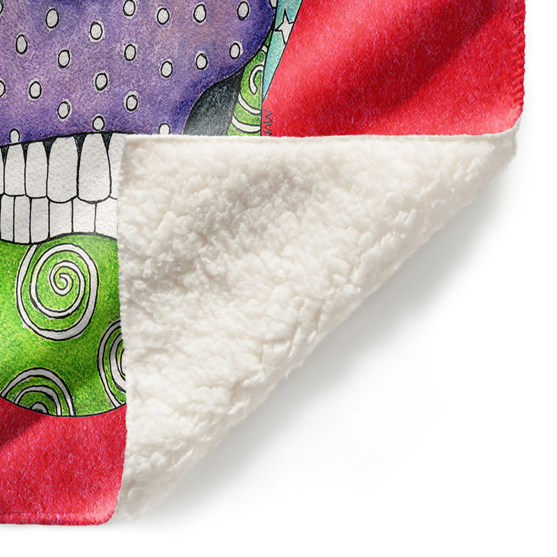  Couverture Sugar Skull, 51 po x 60 po, Rouge