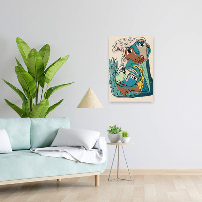 Abstract Faces Embrace Abstract Colorful Contemporary Portrait Wall Art