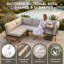 Ensemble de conversation modulaire de patio 4 pièces avec table basse à coussin amovible, ensemble de conversation modulaire avec table de bout pour 4 personnes-1523150847