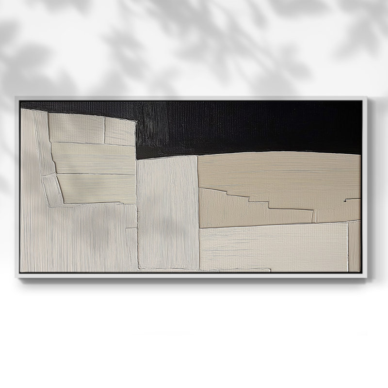 Série abstraite-DCLXVIII- Toile tendue avec châssis tendue, prête à être accrochée, H 21 po x l 41 po, Blanc