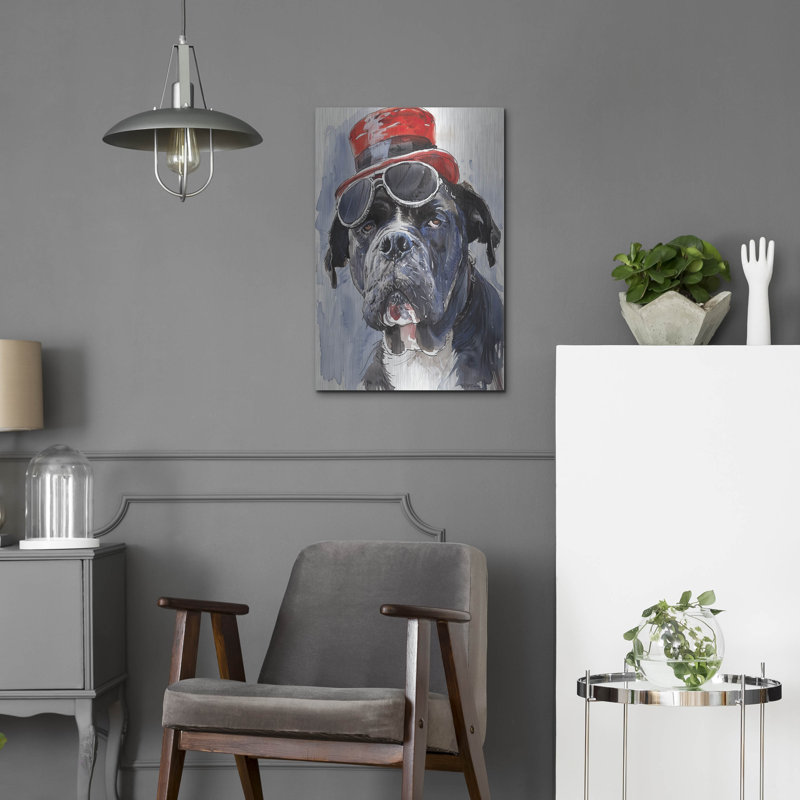 Trinx «Chien avec lunettes et chapeau 2» par Momart, art mural en métal, 12 po x 16 po, H 24 po x l 16 po