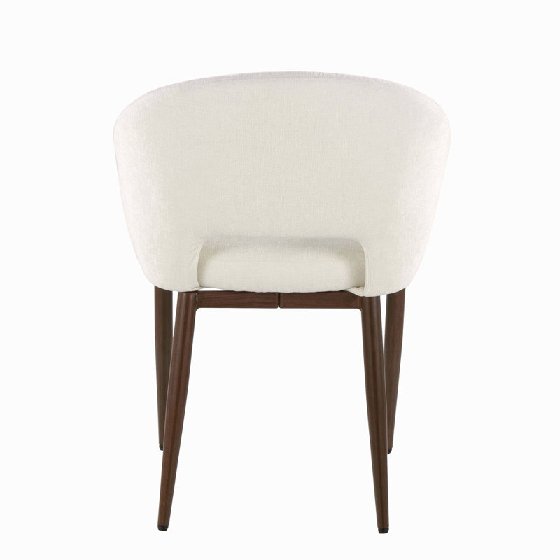 Chaise en métal noyer et tissu écru, Blanc