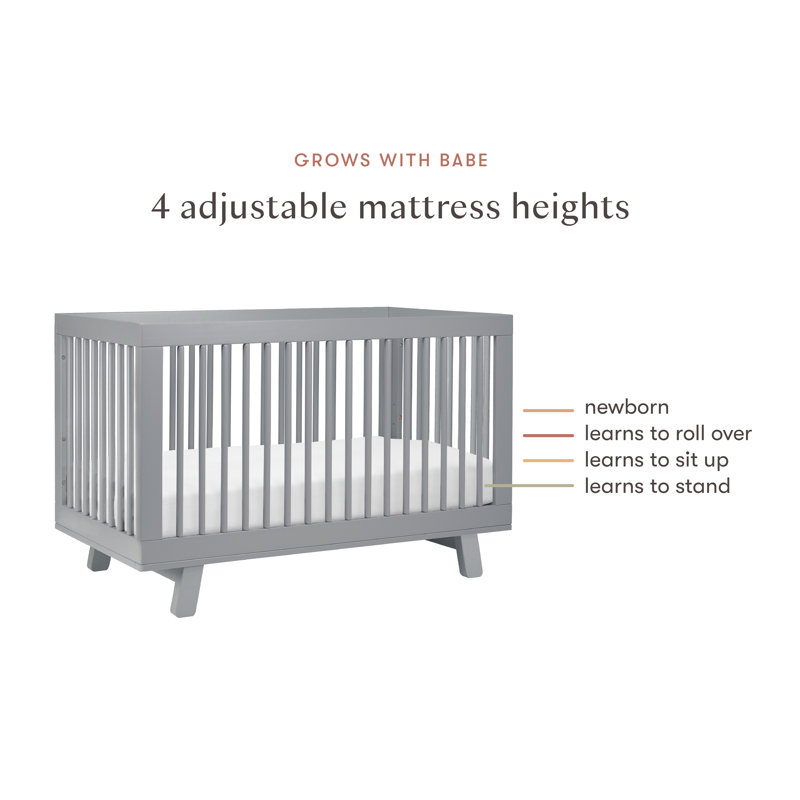 Hudson 3-in-1 Convertible Crib, Gray