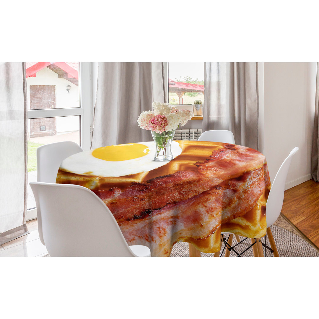 Tischdecke, Waffle Egg and Bacon Art, Pale Orange White Blush