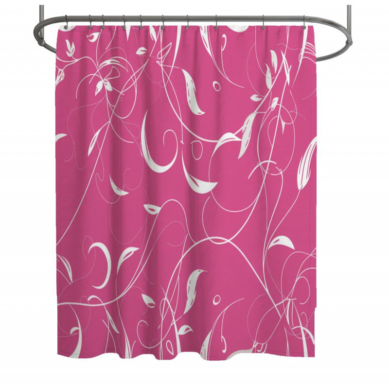 Rideau de douche rose floral, H 83 po x l 70 po
