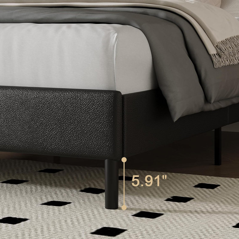 Ensemble de lit plateforme tapissier Diamond, Simple, Noir