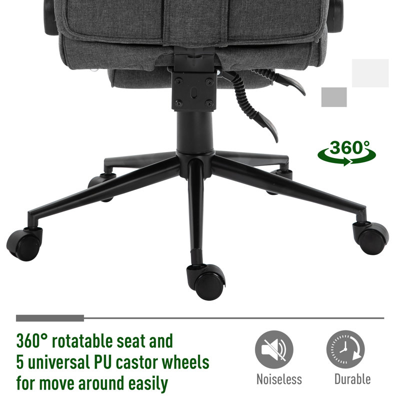 Gray High Back Swivel Fabric Task Chair with Headrest