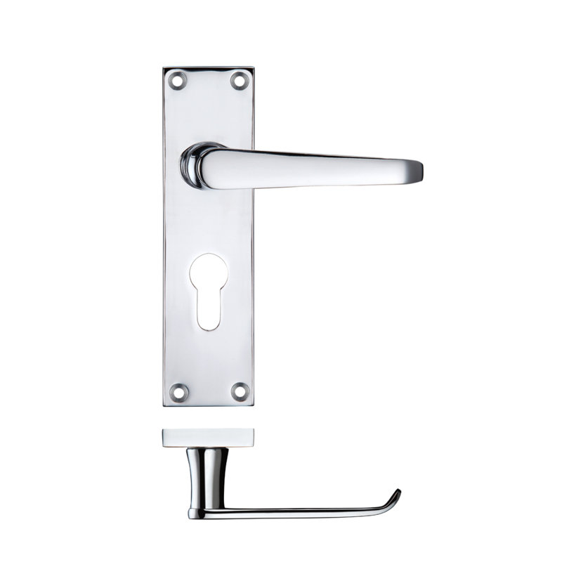 Kuzman Lock Door Handle, Polished Chrome