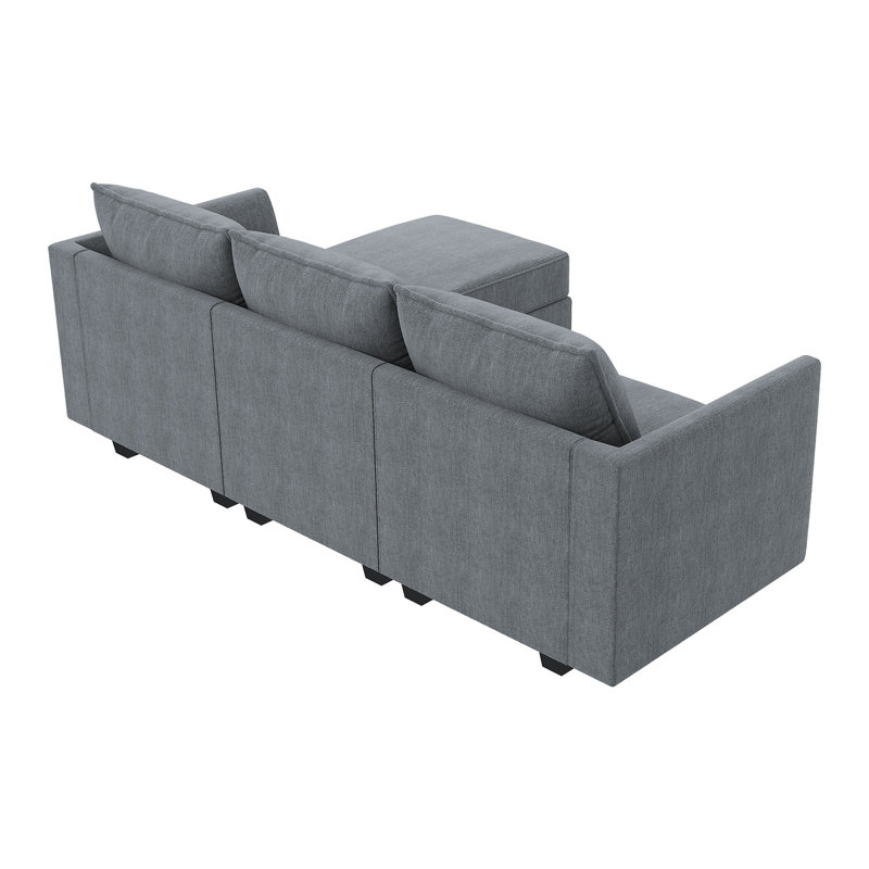 Manusite L-Shaped Modular Sectional Upholstered Couch With Storage Seat