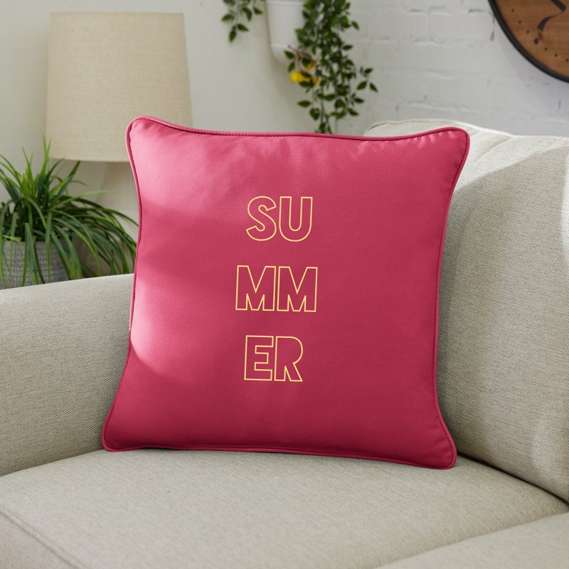  Coussin lombaire intérieur / extérieur Summer, H 18 po x l 18 po, Rose vif / jaune