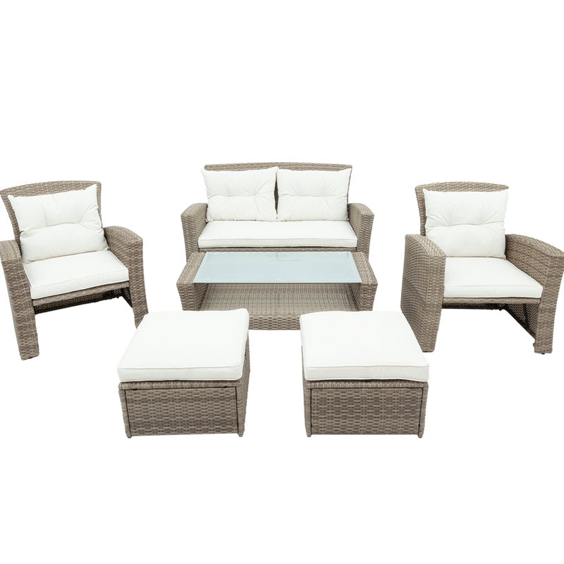 105'' Wide Steel Loveseat with Cushions, Beige