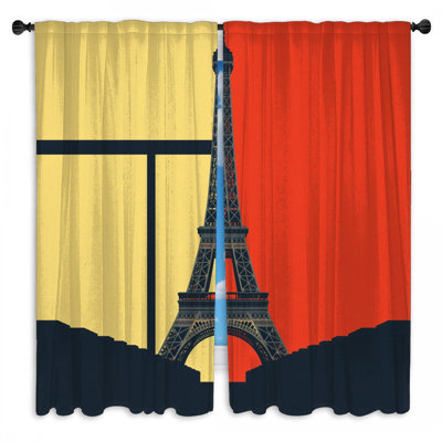 Eiffel Tower Silhouette Window Curtains Eiffel Tower Sheer & Room Darkening - 2 Panels
