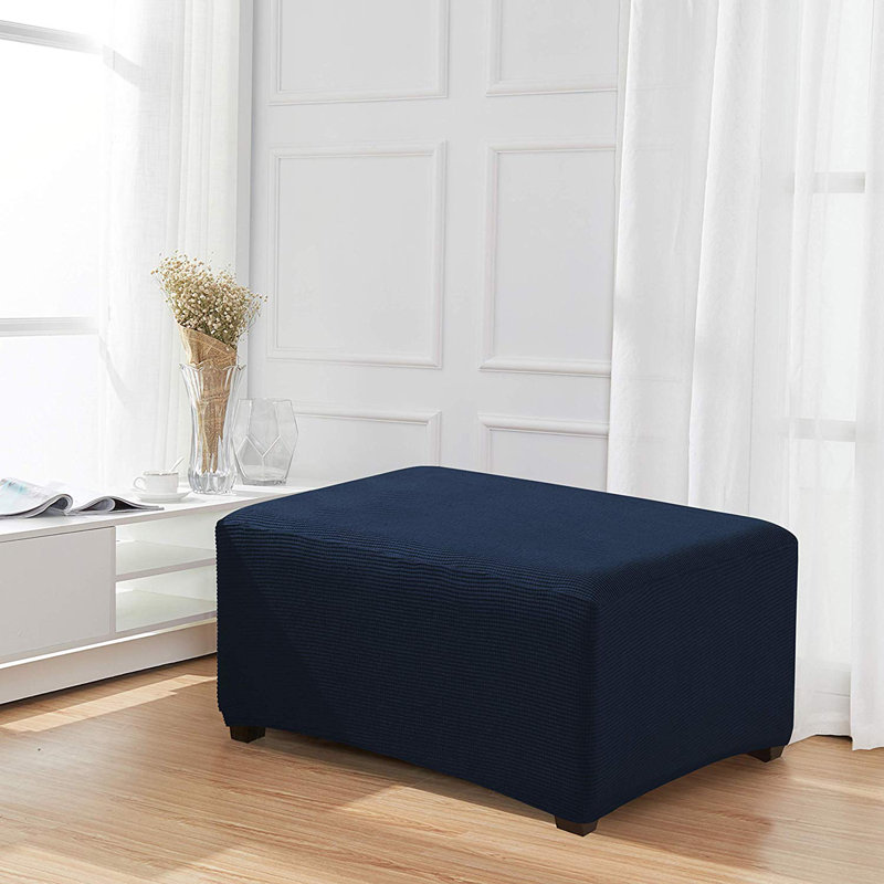 Housse pour repose-pieds Zuniga, Mélange de polyester bleu foncé