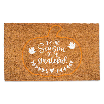 Tis the Season to be Grateful Plaid Coir Door Mat