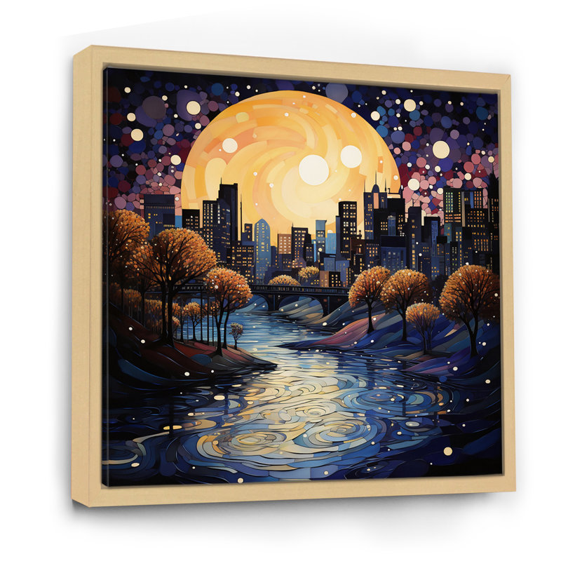 " Harlem Renaissance Reflections Pointillism III ", Natural Floater Framed, 30" H x 30" W x 1" D