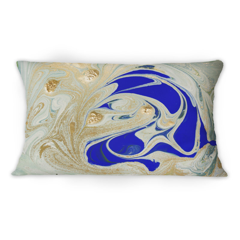 Coussin décoratif imprimé liquide en bleu et vert - Modern Art