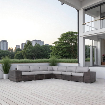 Patio prêt à l'emploi pour 6 personnes avec une conception symétrique, une structure antirouille et des housses de coussin lavables à la machine pour les rassemblements