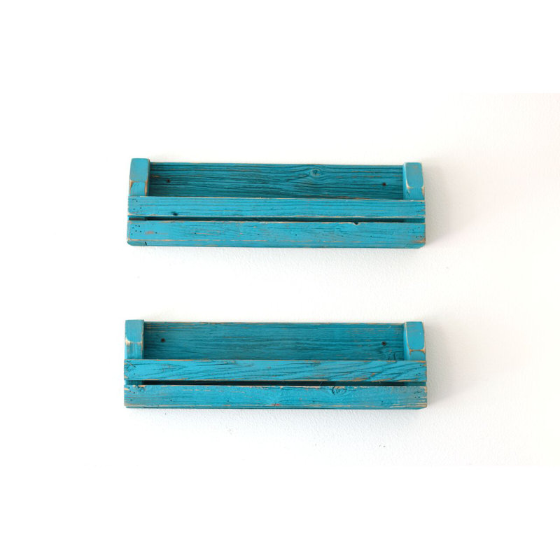Étagère murale à lattes, Turquoise
