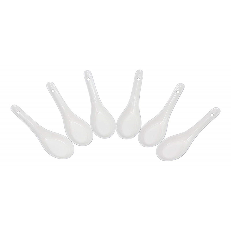 Cuillère à café en porcelaine blanche brillante Zenas