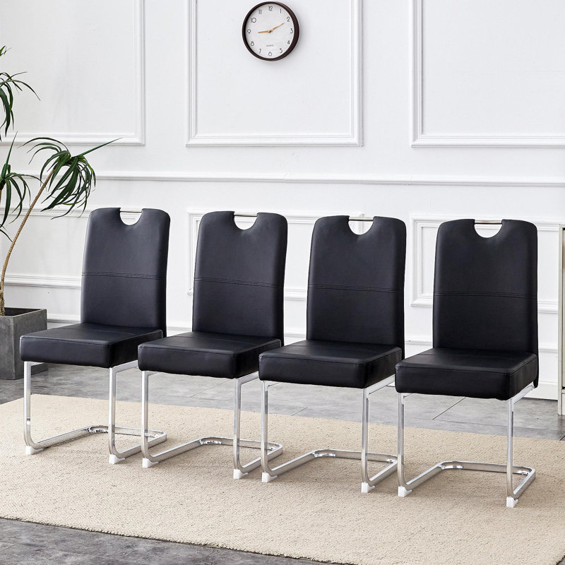 Ensemble de 4 chaises de salle à manger noires épaissies avec ensembles de ressorts intégrés et conception ergonomique - alliant confort et élégance, avec des dimensions de produit de 15,7 x 20,5 x 38,2 pouces.