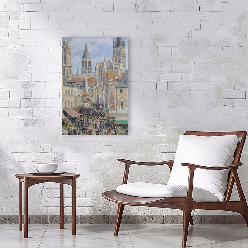 Rue De Lépicerie, Rouen, 1898 Impressionist Abstract Contemporary City Wall Art Print by Camille Pissarro - 1 Piece Wrapped Canvas Wall Art