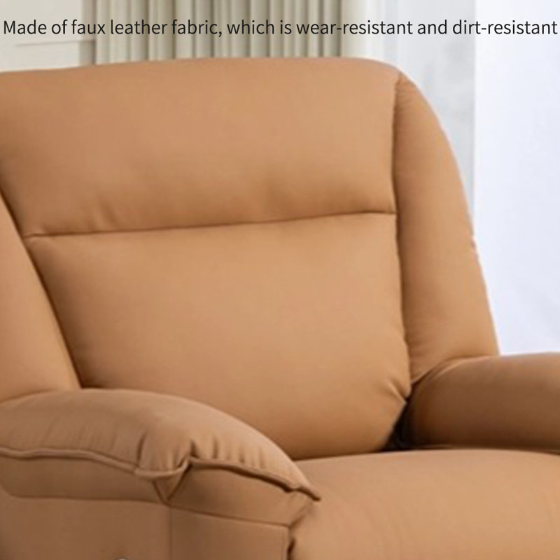 Comfortable ergonomic faux leather recliner, Brown