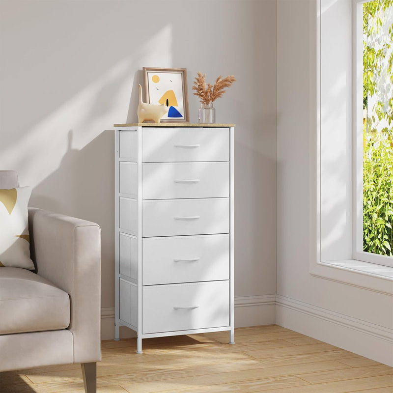 Rikeisha 5 Drawer Storage Drawer, Highgloss Sand Grey