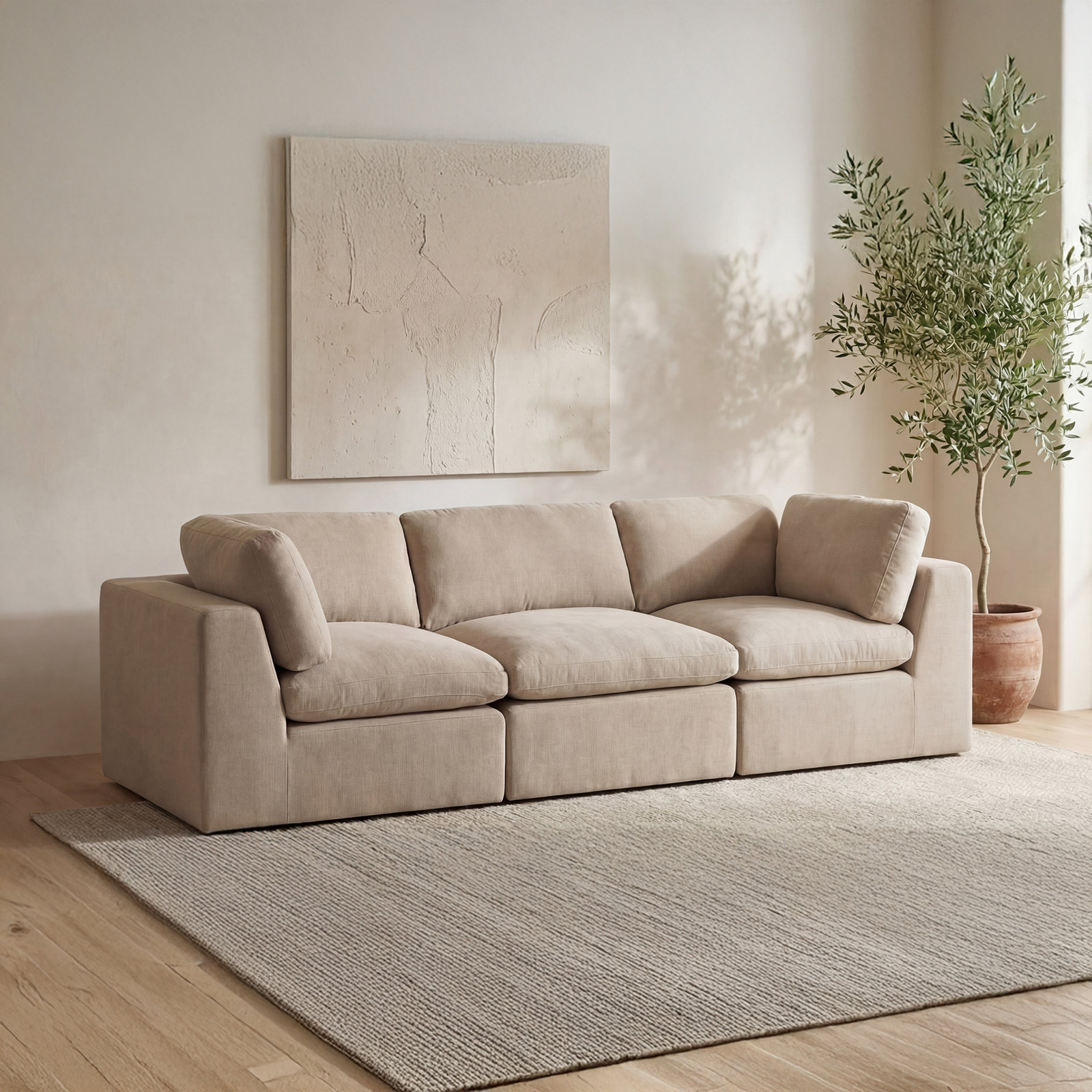 Cates Upholstered Sectional, Beige
