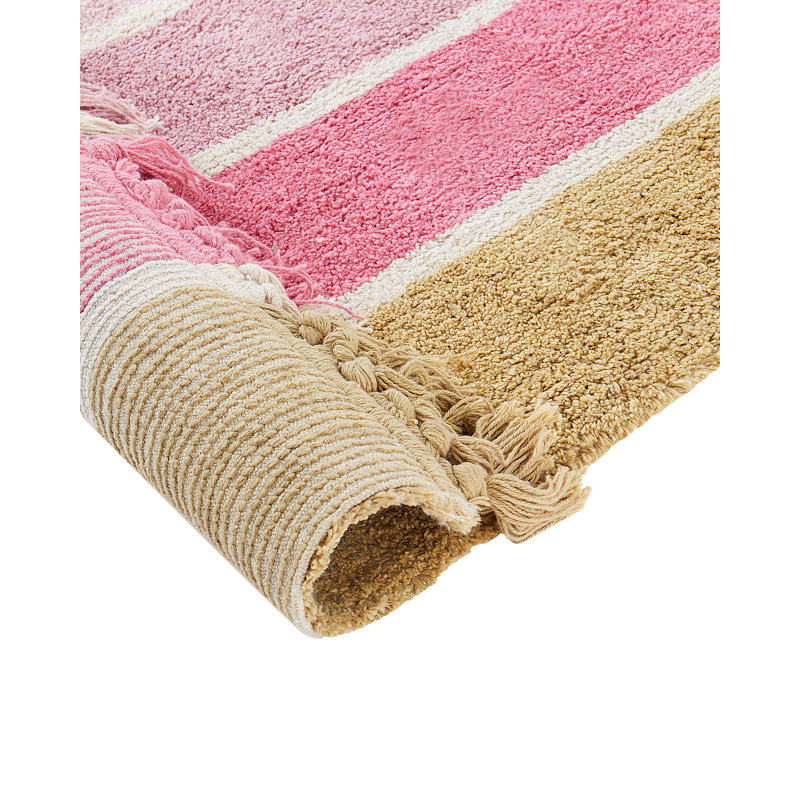Leilani Arc Cotton Hand Tufted 140cm X 200cm Area Rug, Beige/Yellow/Pink