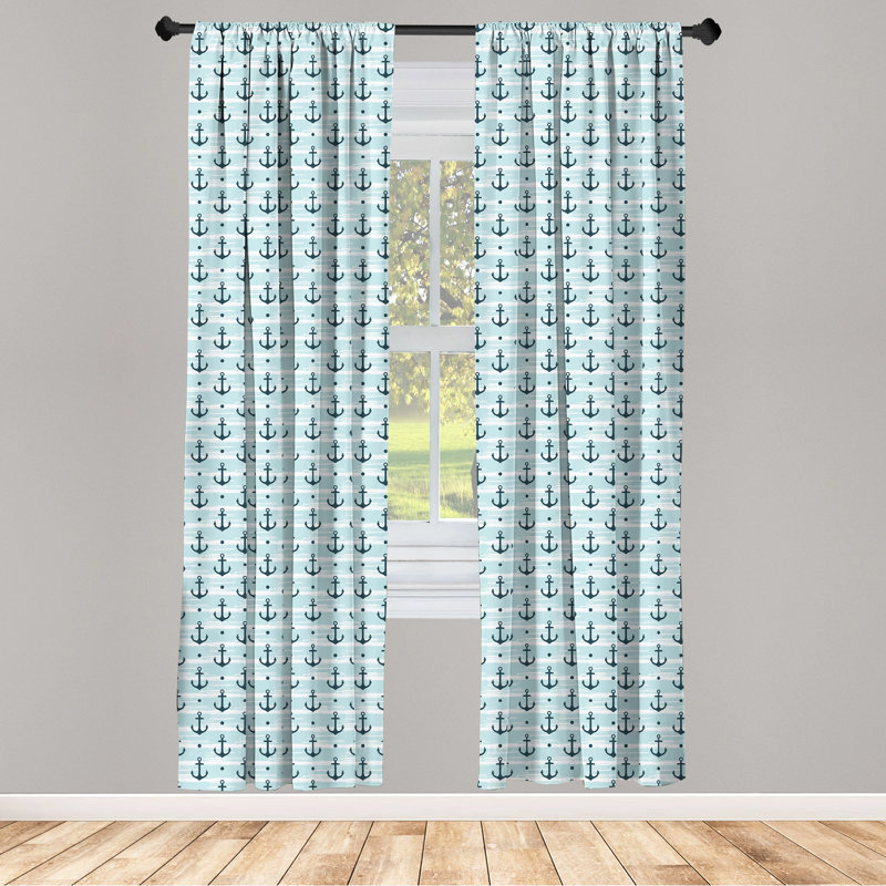 Anchor Striped Semi-Sheer Rod Pocket Curtain Panels, 28" x 95"