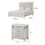 Ensemble de chambre pour grand lit en bois gris patiné avec détails blancs et argentés - Ensemble de 3 pièces avec 2 tables de chevet-131011051