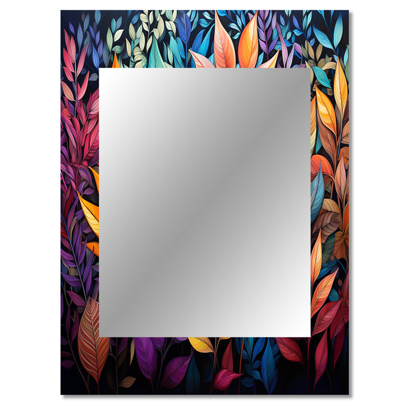 Multicolore vibrant feuillage - Botanicals unique miroir mural, miroir moderne, art imprimé en métal, 40 po x 30 po