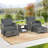 Constantino 2-Person Outdoor All-Weather Wicker Conversation Set with Ottomans and Tempered Glass Coffee Table-591268608