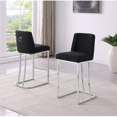 Tabourets de bar et de comptoir en tissu bouclé Teddy avec base