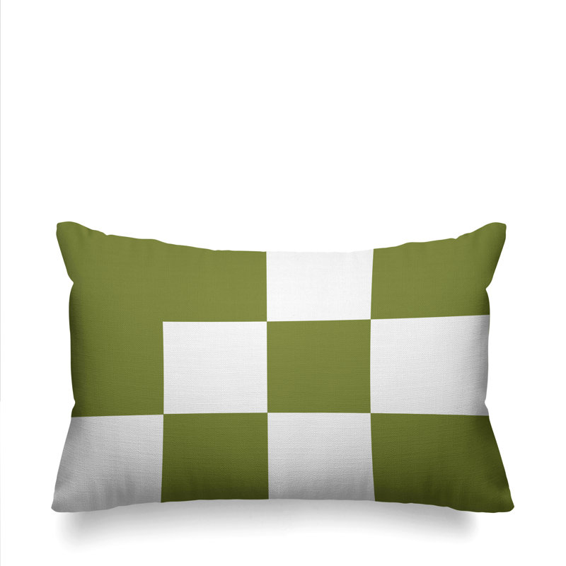 Coussin décoratif à motif géométrique intérieur / extérieur York, Vert olive